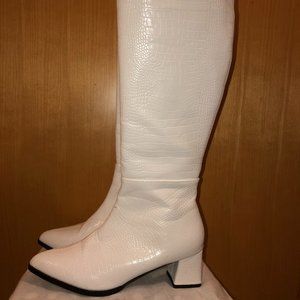 White Faux Leather Boots